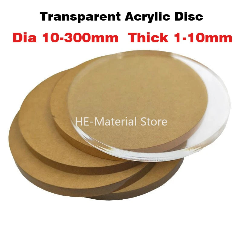 Dia 10-300mm Transparent Acrylic Disc Round Sheet Plate Thick 1-10mm Diy Handmade Material Pedestal Cream Glue Tray Gasket