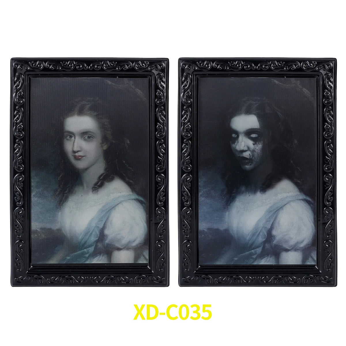 Halloween Decoration 3D Change Face Expression Moving Ghost Portrait Photo Frame Horror Party Castle Haunted House Props Decor