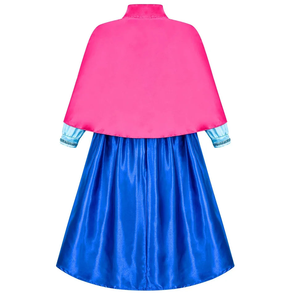 Girl Princess Dress Halloween Cosplay 2026 Party Anna Costume Snow Queen Princess Clothes Children Outfit 2-10 Y