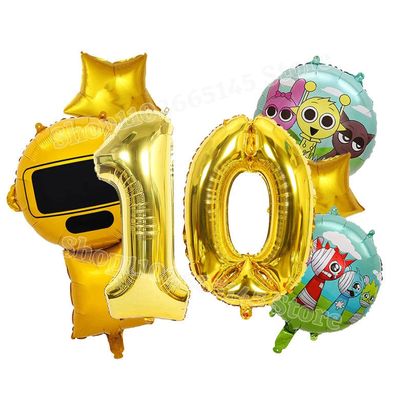 Sprunki Cute Balloons Kids New Digit 1-10 Party Decoration Boys Girls Birthday Baby Shower Gender Reveal Ballons Children Gift