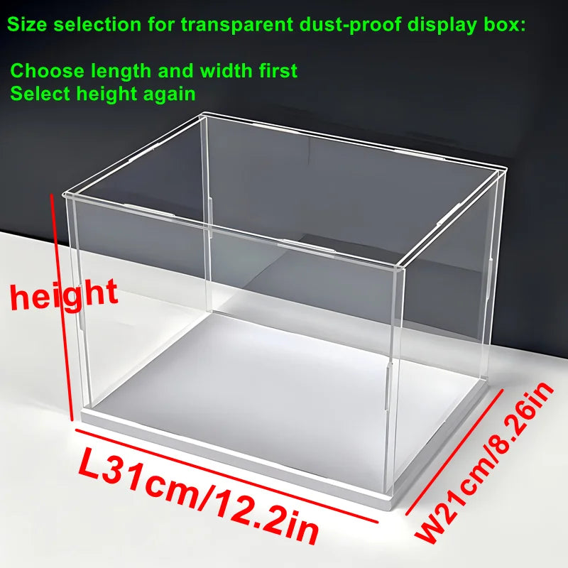 1pc Transparent Self-Assembled Display Box, Transparent Dustproof Protection Storage Cabinet, White Base Labubu Storage Box