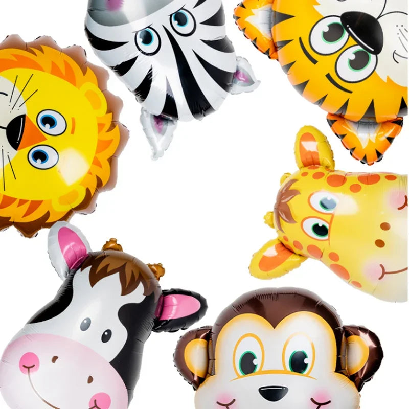 1Pcs Cartoon Animals Foil Ballons for Kids Jungle Safari Birthday Party Decor Tiger Monkey Giraffe Zoo Helium Balloon Supplies