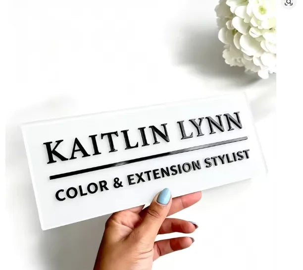 Custom Signs for Small Businesses, Acrylic Door Plates, 3D Laser Cut Door Plates, Signs for Beauty and Hair Salons, Personalized
