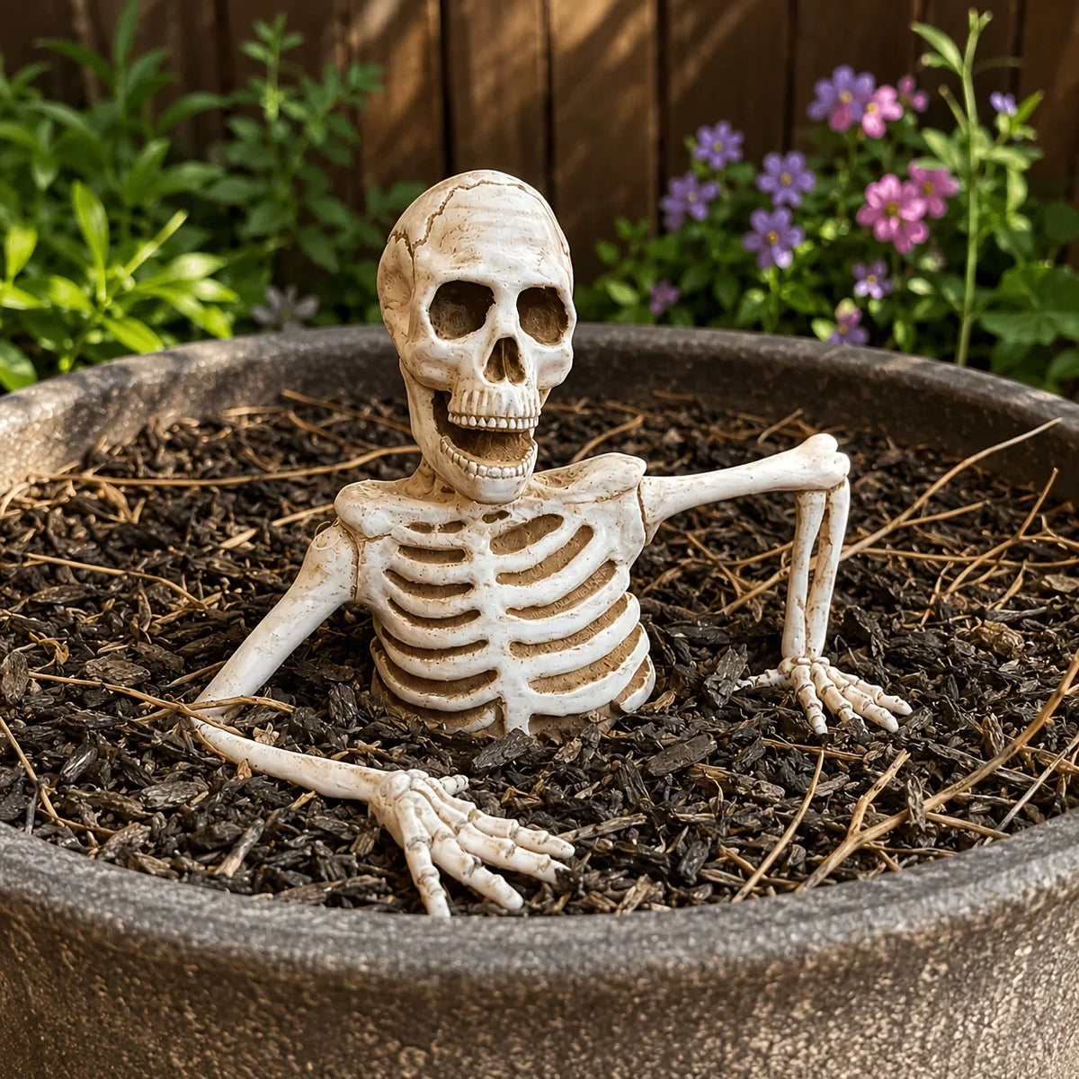Halloween Half-body Skull Bonsai Decoration Half Body Skeleton Decoration for Halloween Indoor Outdoor Yard Decor Prop