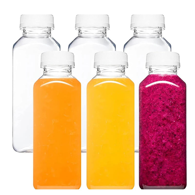 Empty Plastic Juice Bottles With Caps Water Bottles Clear Bulk Drink Containers With Lids Juicing Drinking Milk Jam Container