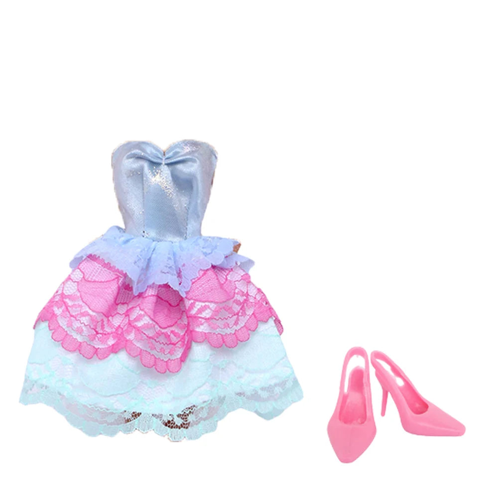 Modern Doll Clothes 11.8'' 30cm Girl Doll Outfit Mini Dress with High Heel Shoes Boots Accessories Kids Doll Toy