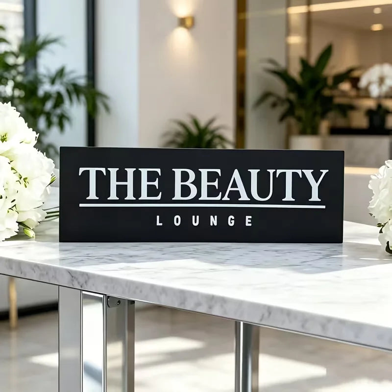 Custom Signs for Small Businesses, Acrylic Door Plates, 3D Laser Cut Door Plates, Signs for Beauty and Hair Salons, Personalized