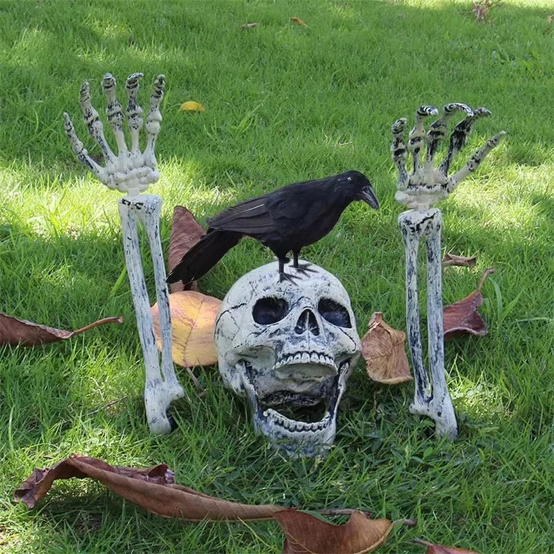Halloween Decorations Home Decor Skeleton Head Outdoor Scary Props Realistic Skull Hands Yard Prank Festivals Party Supplies