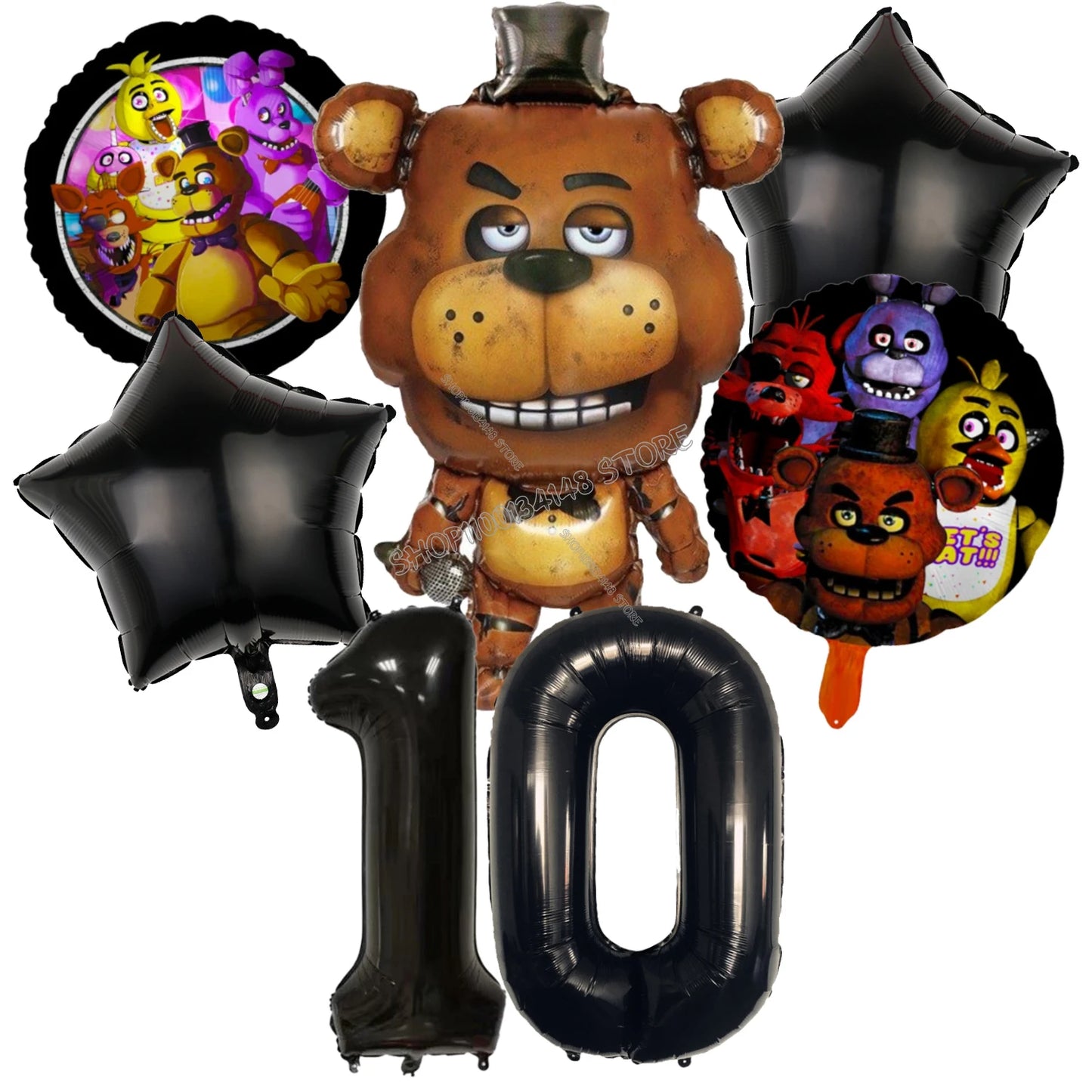Fnafs Birthday Ballons 6pcs Five Nights At Freddys Party Number Balloons Decoration Props Ornaments Aluminium Balloon Kids Gift