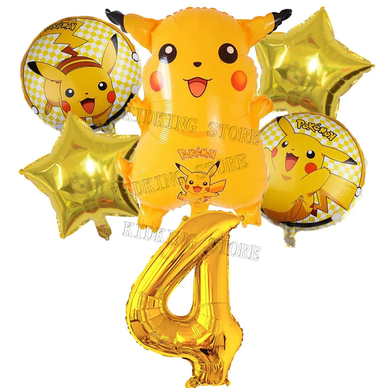 Pokemon Numbers Ballons Pikachu Charmander Birthday Balloons Party Decoration Baby Shower Ornaments Anime Room Decor Kids Gifts