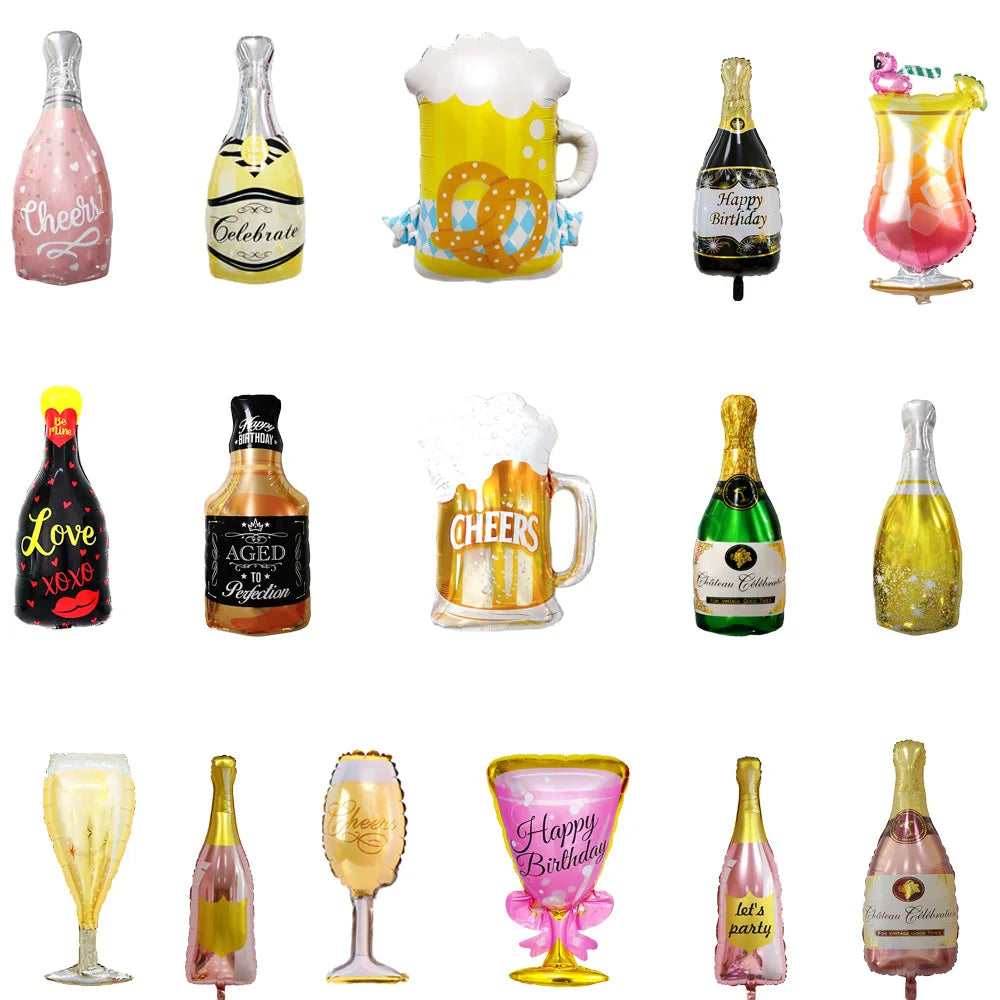 Balloon Champagne Whiskey Bottle Shape Aluminum Film Balloon For Birthday Party Bar Wedding Birthday Party Decoration