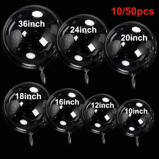 10/20/30/50pcs 10/12/16/18/20/24/36inch Transparent Bobo Balloon Clear Bubble Birthday Party Wedding Baby Shower Decor Supplies