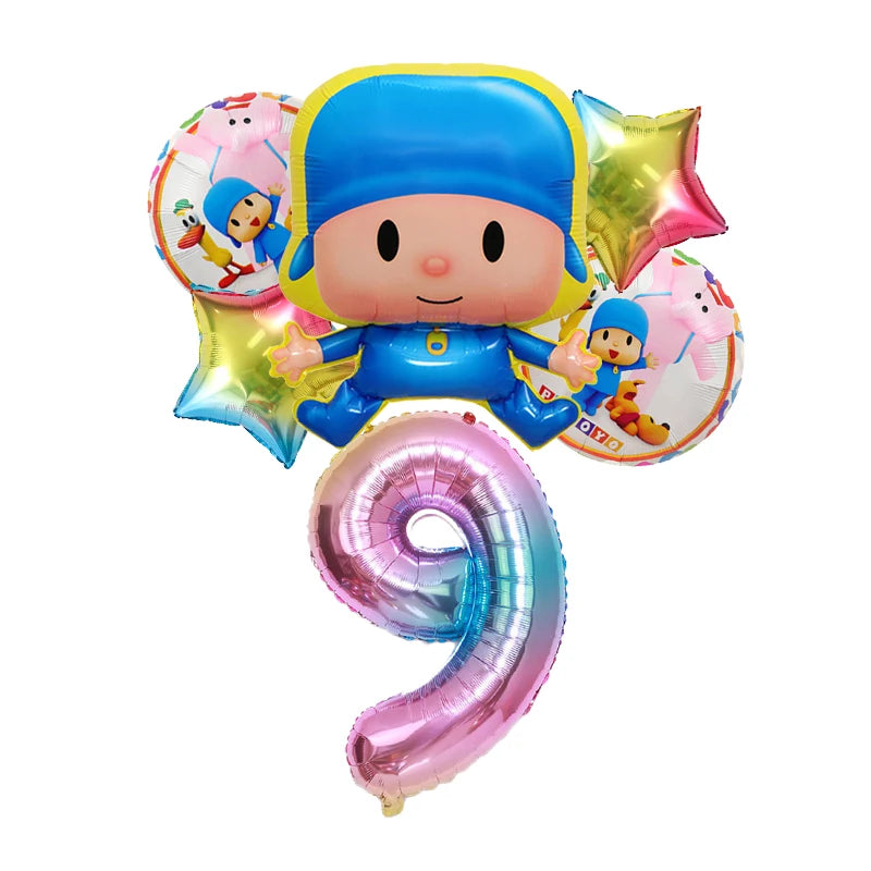 Kids Digit 1-10 Balloons P-pocoyos Kawaii Party Decoration Boys Girls Birthday Baby Shower Gender Reveal Ballons Children Gift