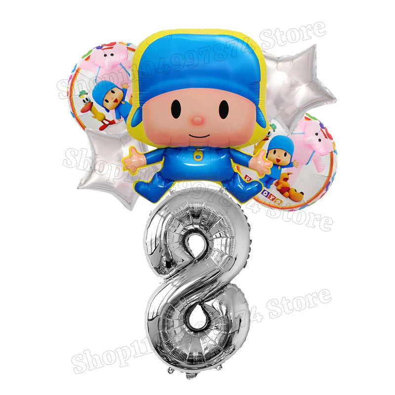 Kids Digit 1-10 Balloons P-pocoyos Kawaii Party Decoration Boys Girls Birthday Baby Shower Gender Reveal Ballons Children Gift