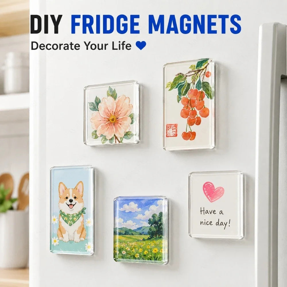DIY Acrylic Fridge Magnet Kit Handmade Magnetic Sticker for Refrigerator Door Home Decor Craft Making Accessory Gift Supply Set