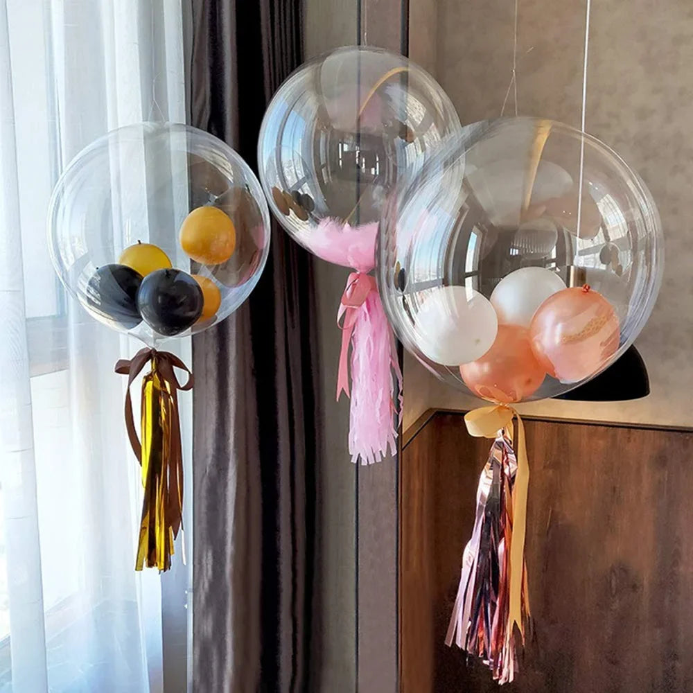 1-5pcs 18/20/24Inch Transparent Bobo Balloons Fillable Bubble Balloon for Wedding Birthday Party Decoration Air Helium Ballon