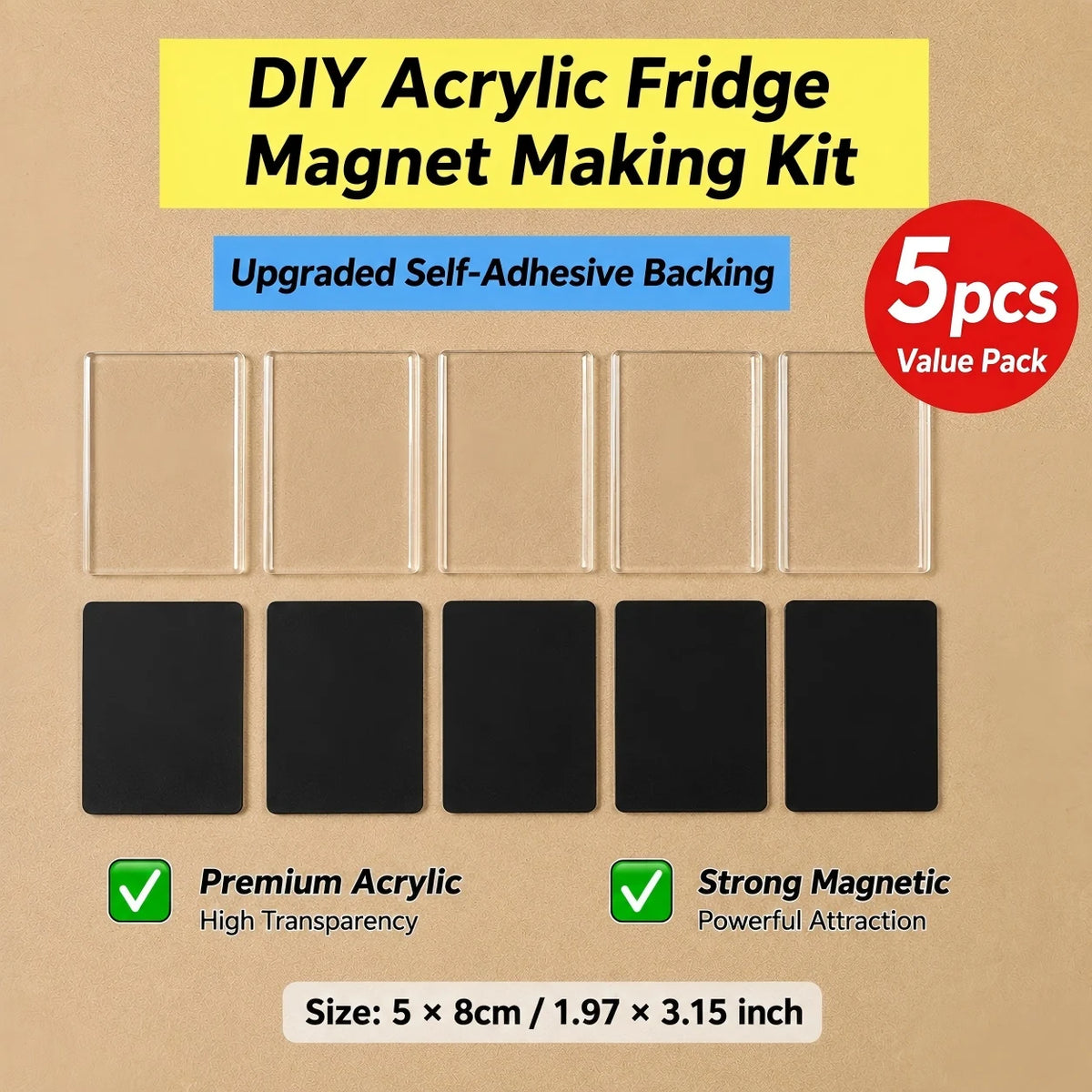 DIY Acrylic Fridge Magnet Kit Handmade Magnetic Sticker for Refrigerator Door Home Decor Craft Making Accessory Gift Supply Set