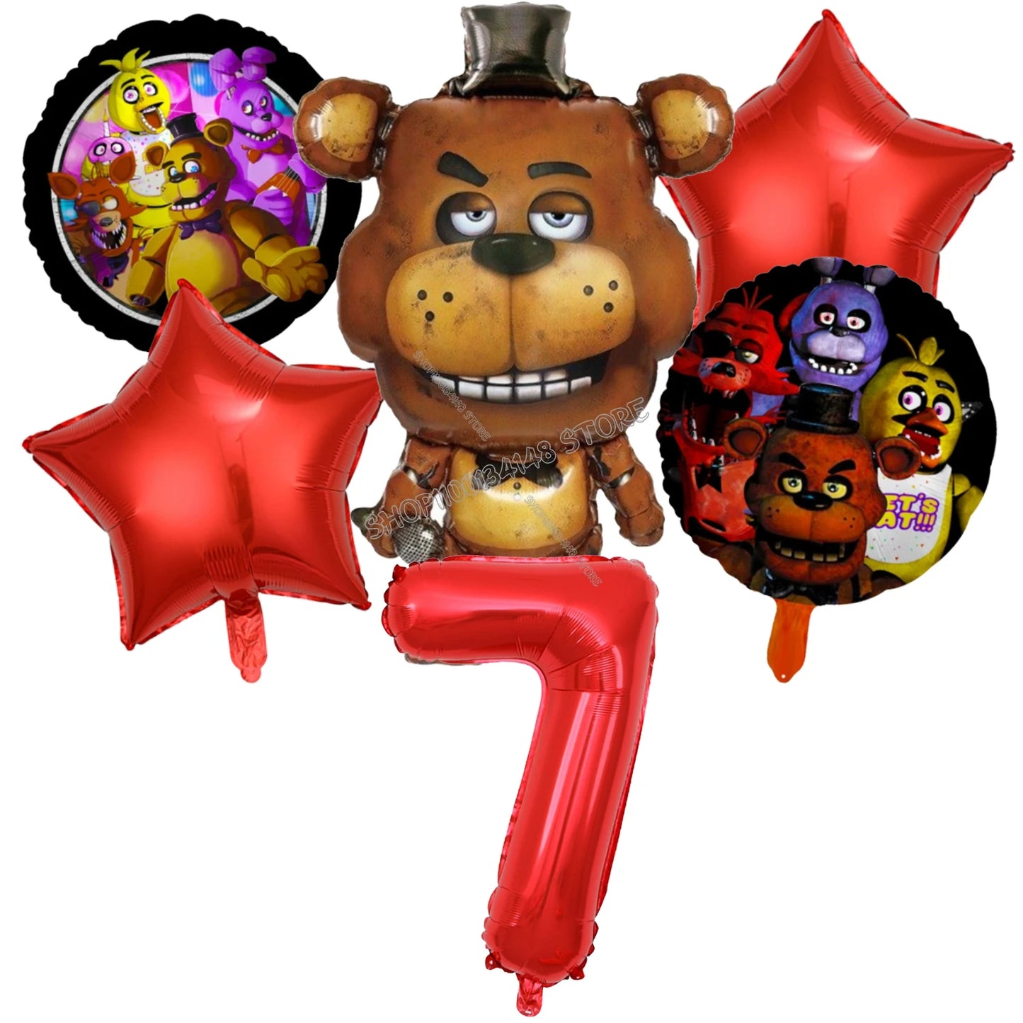 Fnafs Birthday Ballons 6pcs Five Nights At Freddys Party Number Balloons Decoration Props Ornaments Aluminium Balloon Kids Gift