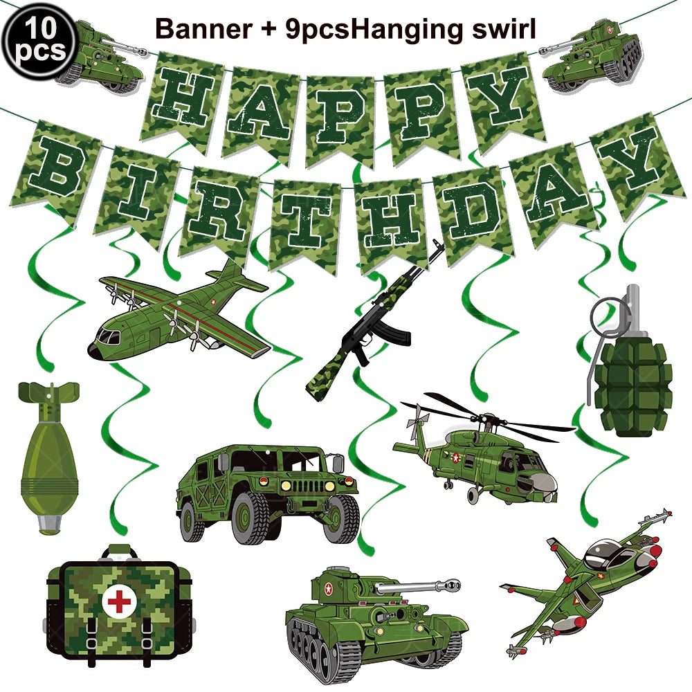 Camouflage Party Decoration Green Camo Latex Balloons Gun Tank Balloon Military Theme Decor Baby Shower Birthday Party Supplies