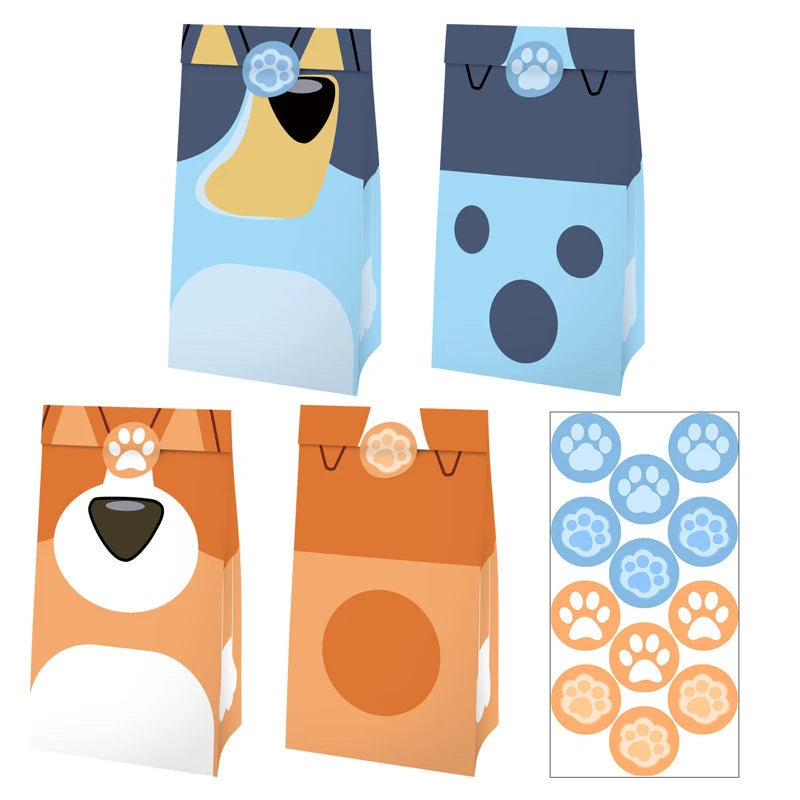 New Cartoon Dogs Birthday Party Decoration Full Set Kit Blue Dog Happy Birthday Plates Napkins Cups Tableware Supplies Kid Favor