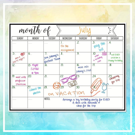 Blank Monthly Calendar Pad, Undated Wall/Desk Planner for Schedule & Vacation Planning, Summer Home & Office Organizer
