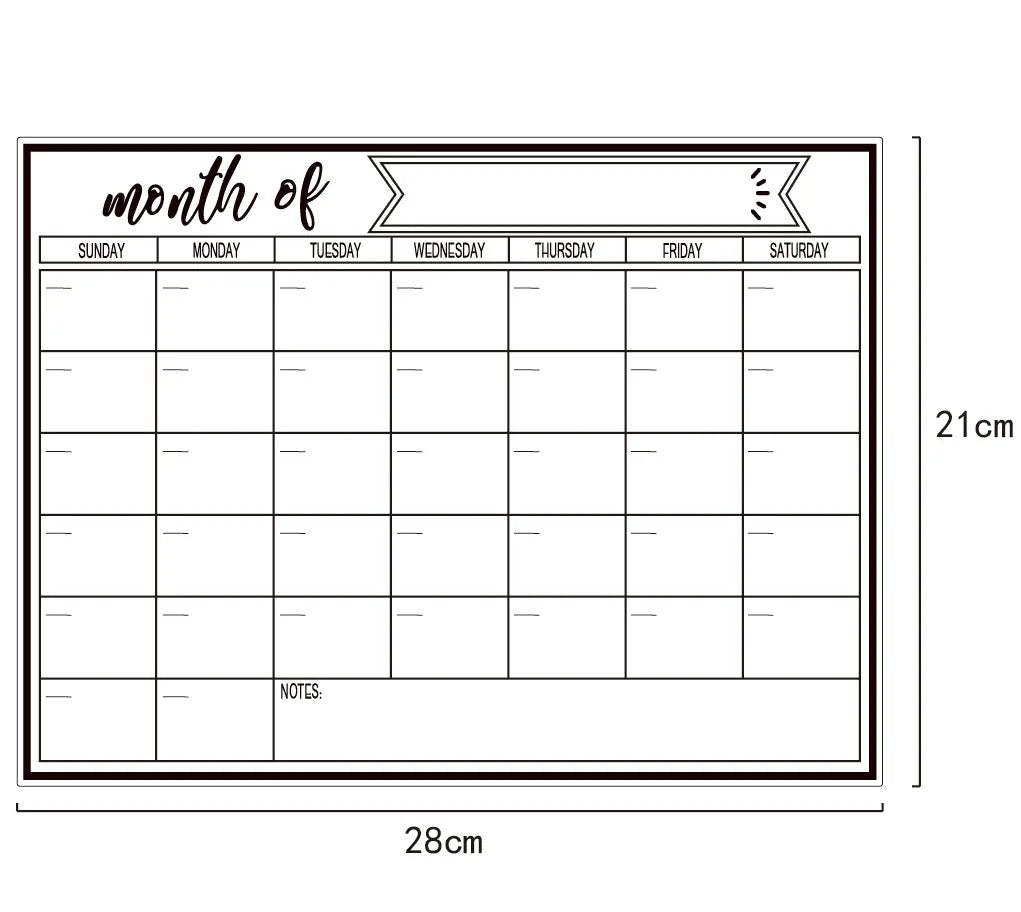 Blank Monthly Calendar Pad, Undated Wall/Desk Planner for Schedule & Vacation Planning, Summer Home & Office Organizer
