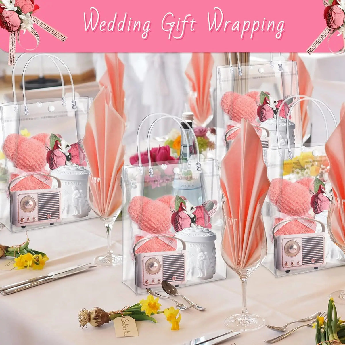 20pcs transparent gift bags, holiday gift packaging, birthday gift packaging, anniversaries, Valentine's gift bags, weddings