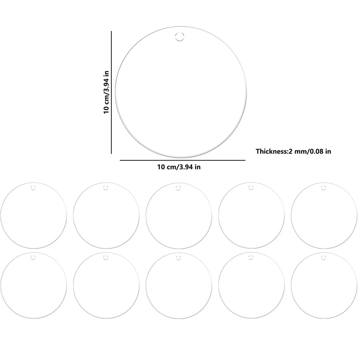 Gold Transparent Frosted Acrylic Perforated Discs 5/7.5/10cm Circular Decorative Boards for DIY Craft Projects