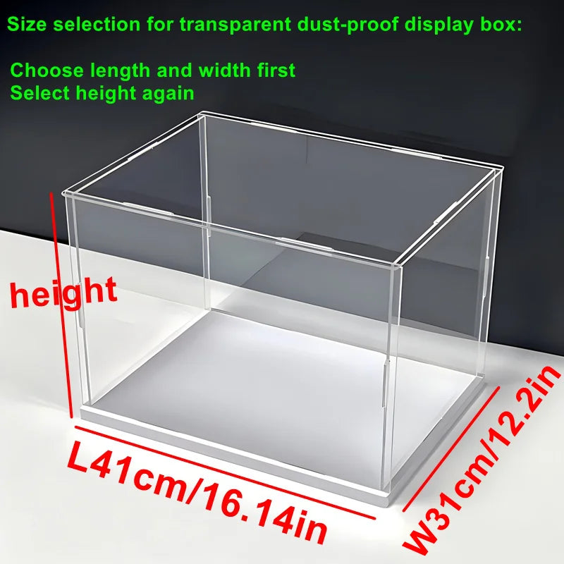 1pc Transparent Self-Assembled Display Box, Transparent Dustproof Protection Storage Cabinet, White Base Labubu Storage Box