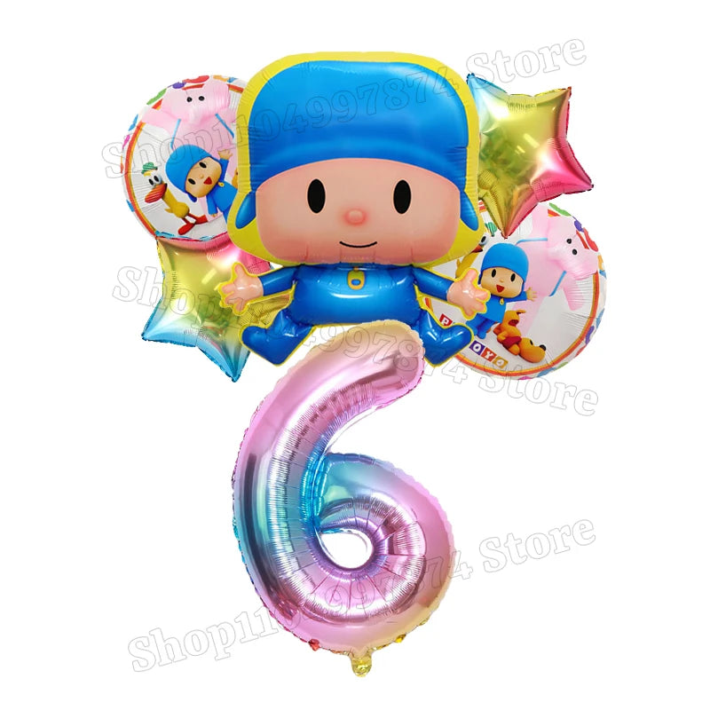Kids Digit 1-10 Balloons P-pocoyos Kawaii Party Decoration Boys Girls Birthday Baby Shower Gender Reveal Ballons Children Gift