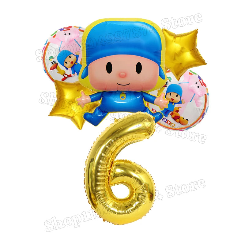 Kids Digit 1-10 Balloons P-pocoyos Kawaii Party Decoration Boys Girls Birthday Baby Shower Gender Reveal Ballons Children Gift