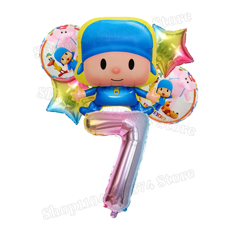 Kids Digit 1-10 Balloons P-pocoyos Kawaii Party Decoration Boys Girls Birthday Baby Shower Gender Reveal Ballons Children Gift