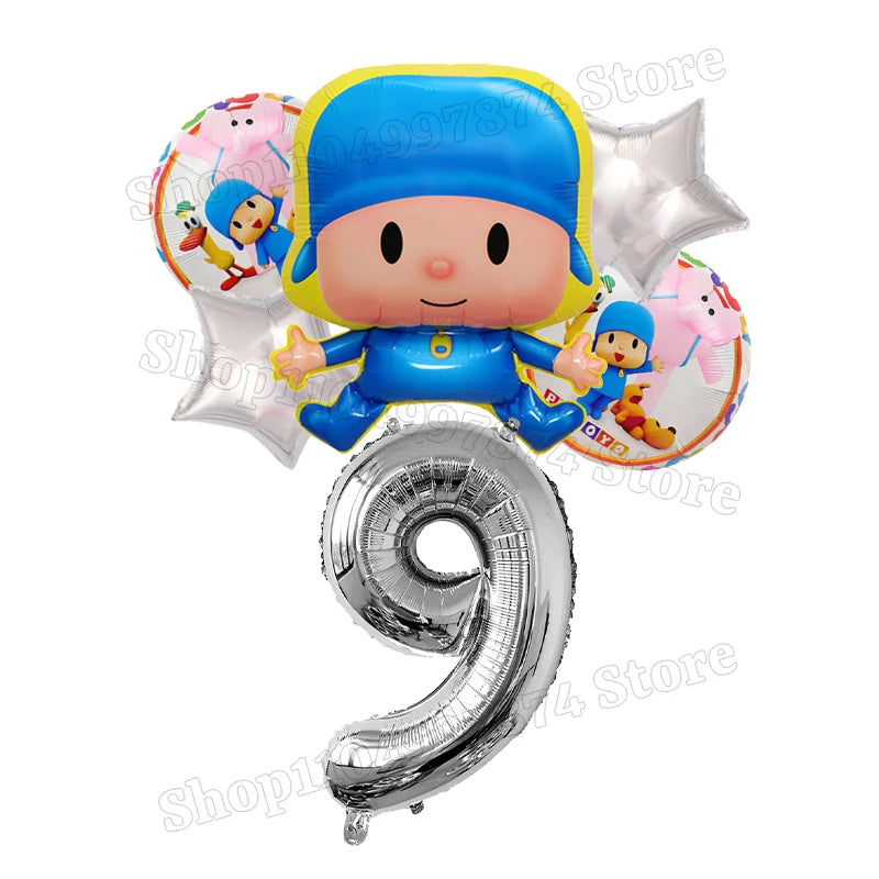 Kids Digit 1-10 Balloons P-pocoyos Kawaii Party Decoration Boys Girls Birthday Baby Shower Gender Reveal Ballons Children Gift