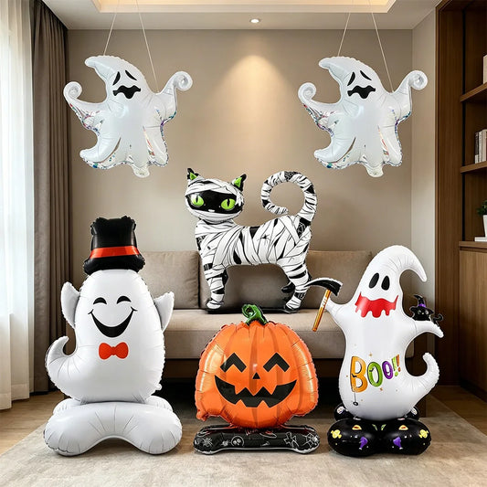 Halloween Party Decor Standing Ghost Balloon Standing pumpkin Balloon Horror Party Decoration Halloween Decors Home Supplies