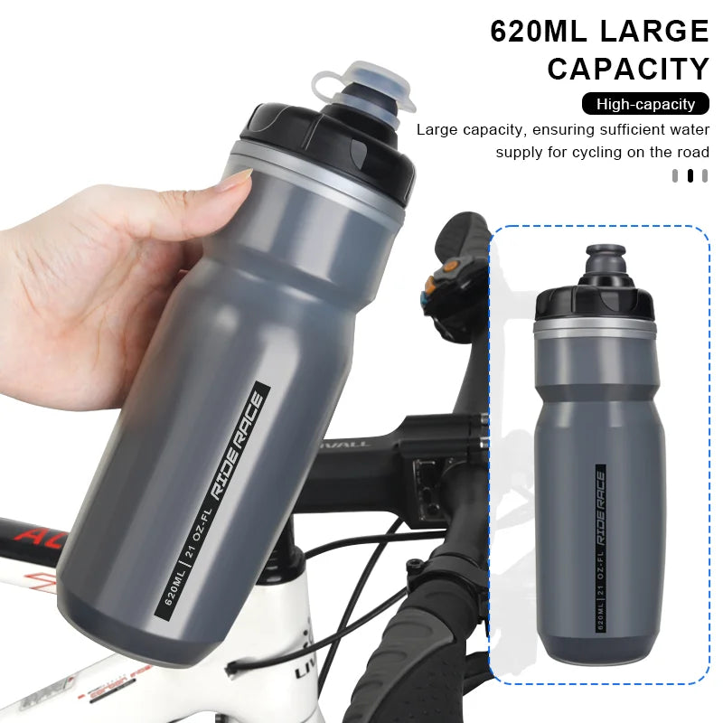 RIDERACE Bicycle Water Bottle Insulated Thermal Outdoor Sport Cycling Dual Layer Portable 620ml MTB Road Bike Cold Water Kettle