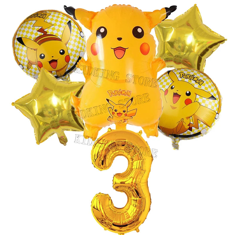 Pokemon Numbers Ballons Pikachu Charmander Birthday Balloons Party Decoration Baby Shower Ornaments Anime Room Decor Kids Gifts