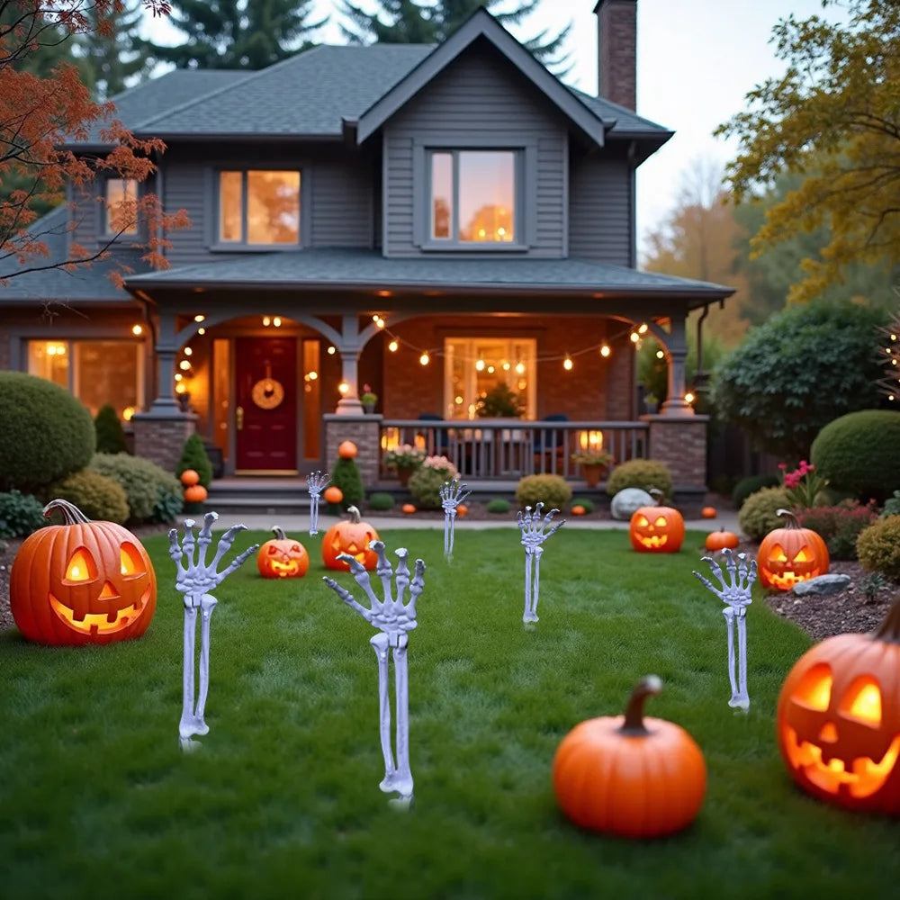 Halloween Decorations Home Decor Skeleton Head Outdoor Scary Props Realistic Skull Hands Yard Prank Festivals Party Supplies