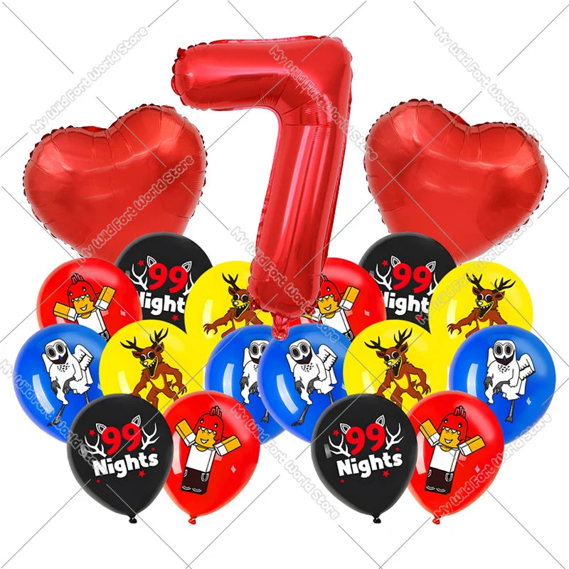 99 Nights in The Forest Birthday Number Ballons Set Balloons Baby Shower Party Decoration Hot Game Party Supplies Girl Boy Gift