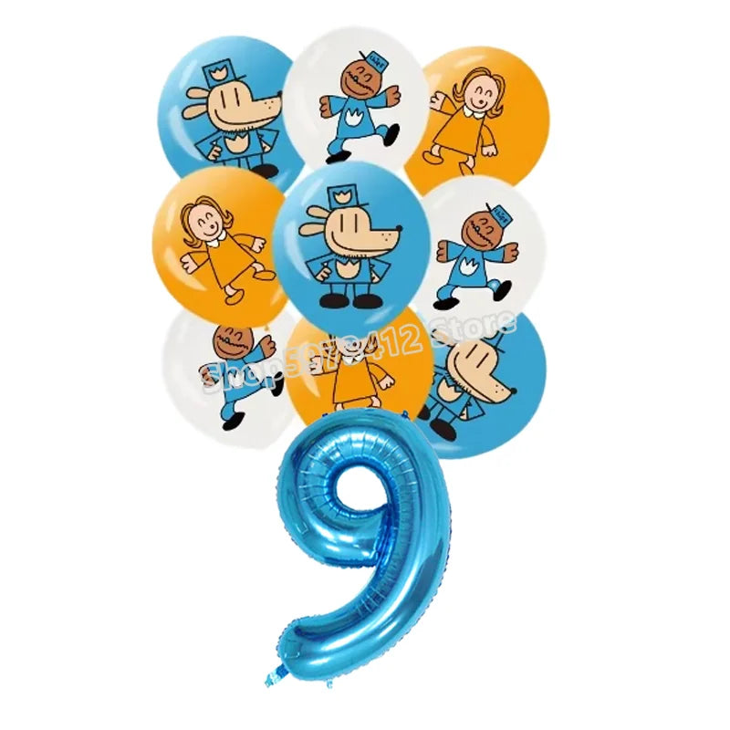 Dog Man Movie Theme Balloon Birthday Number Balloons Cartoon Comic Child Party Decoration Baby Shower Supplies Ballons Kids Gift