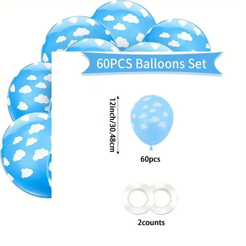 15pcs 12inch Blue White Cloud Latex Balloon Birthday Party Wedding Decoration Theme Party Decor Baby Shower Supplies Air Globos