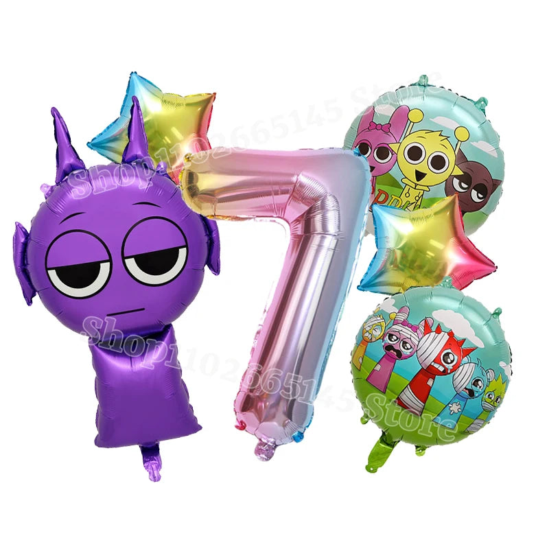 Sprunki Cute Balloons Kids New Digit 1-10 Party Decoration Boys Girls Birthday Baby Shower Gender Reveal Ballons Children Gift