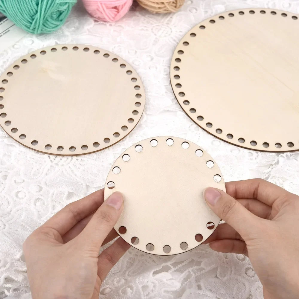 3pcs Wooden Crochet Basket Base Round Square Rectangle Ellipse Bottom Crochet Basket Hand-Woven DIY Crafts Supplies Making Tools