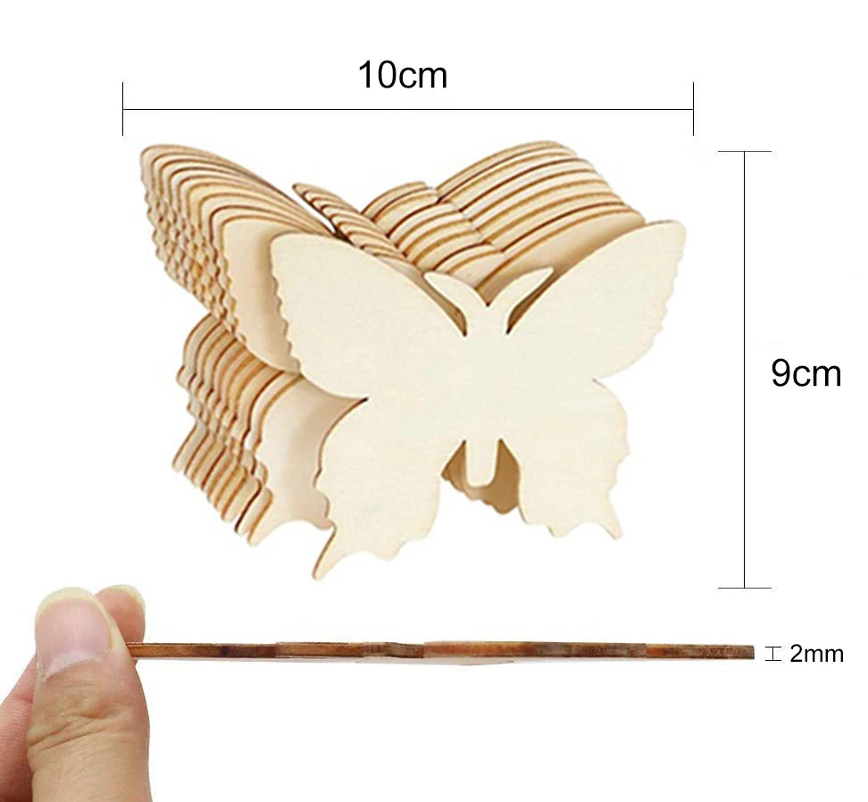 10pcs Butterfly Flower DIY Painting Wooden Crafts Wood Slices Ornaments For Birthday Wedding Party Table Decoration Kids Crafts