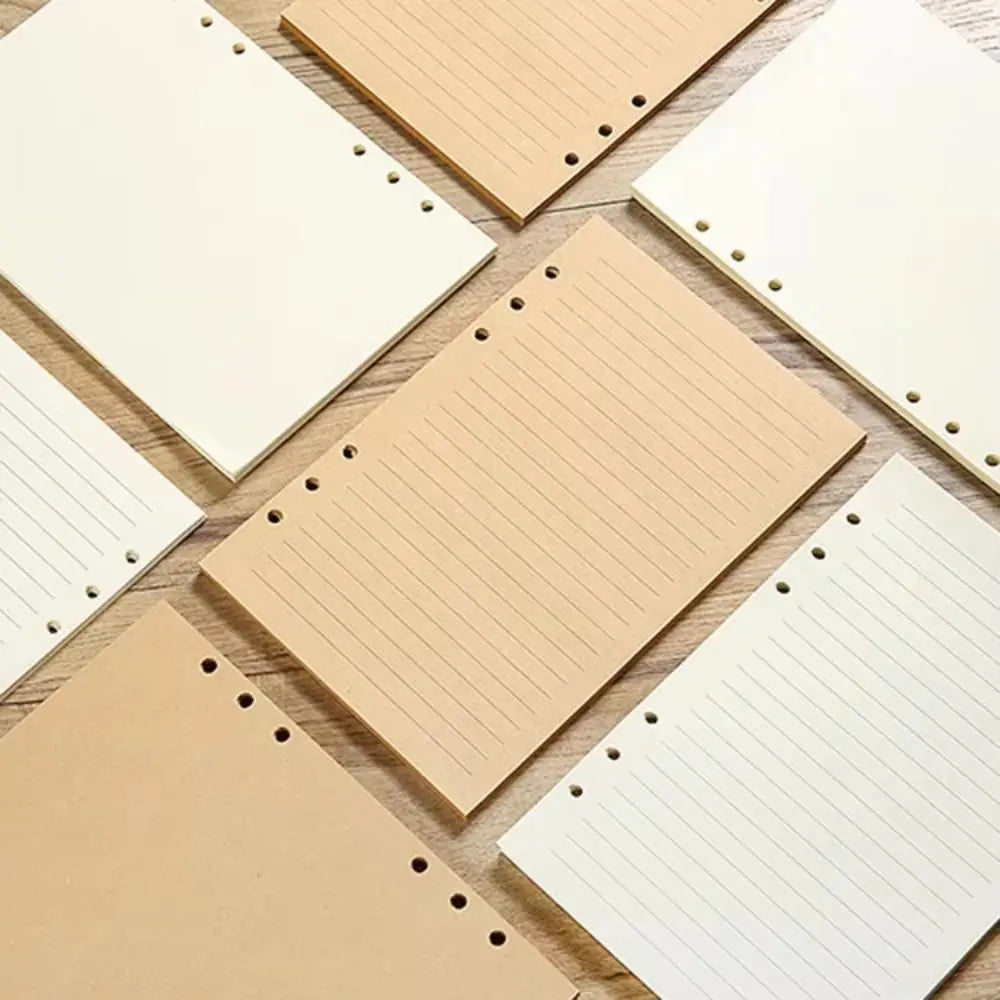 80Sheets Kraft Paper Loose Leaf Paper A5/A6/A7 Horizontal Line/Blank 6-hole Binder Inner Page Notepad Inside Paper Gift