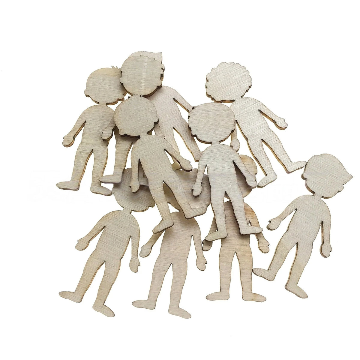 50pcs Wooden Boys and Girls Cutouts 1.88 Inch Unfinished Wood Chips for Kids DIY Craft Painting Writing and Home Decoration