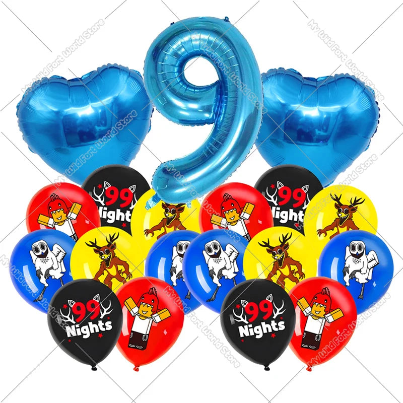 99 Nights in The Forest Birthday Number Ballons Set Balloons Baby Shower Party Decoration Hot Game Party Supplies Girl Boy Gift