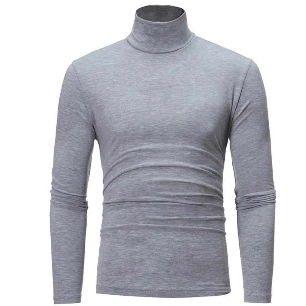 2021 New Men's Solid Color Turtleneck T Shirts Male Slim Fit Long Sleeve T Shirts Black White Men tshirt Tops S-3XL