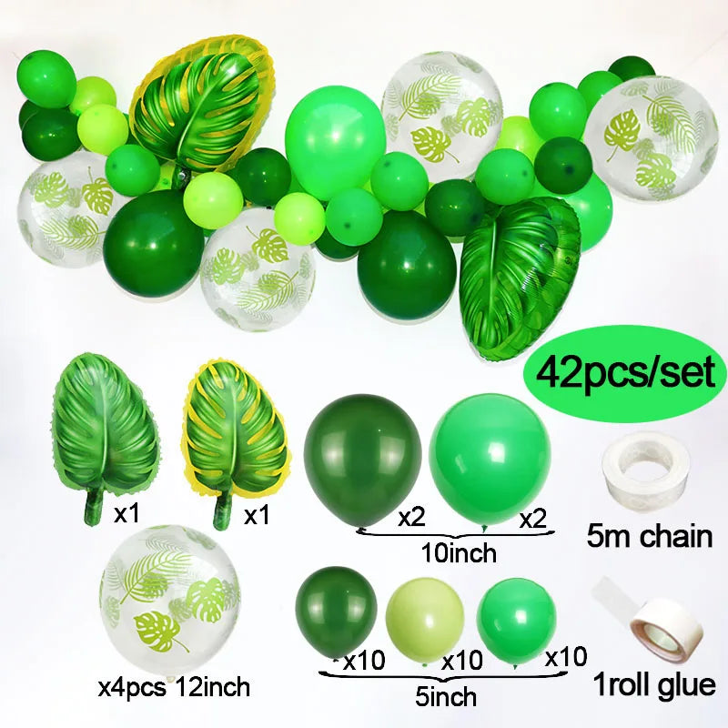 Hawaiian Party Decorations Ballons Tropical Palm Leaves Balloon Garland Summer Luau Theme Birthday Party Wedding Decorations