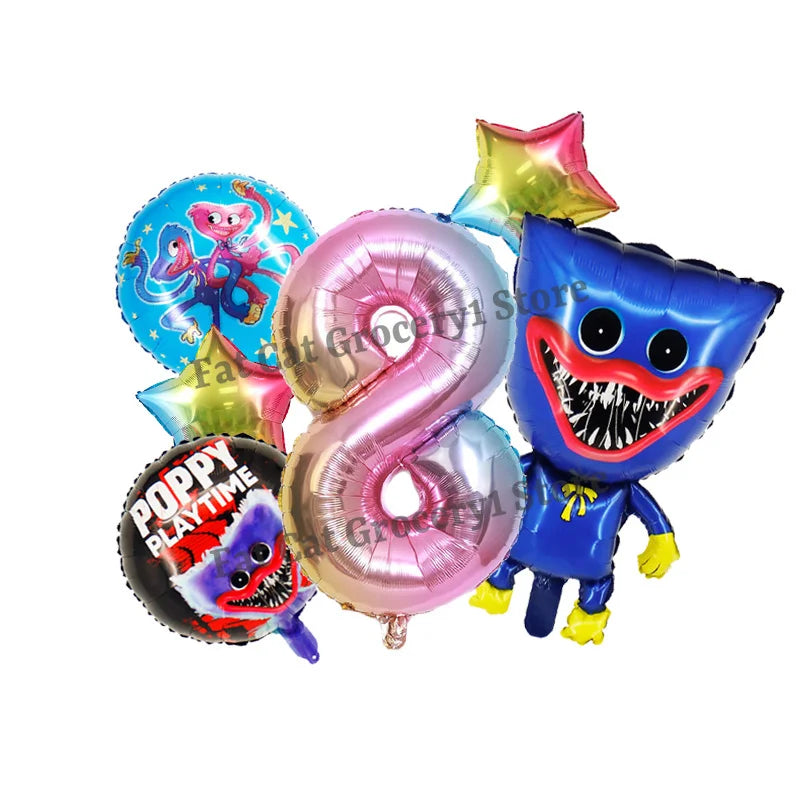 Poppys Playtime Anime Balloons New Kids Birthday Number 1-10 Ballons Baby Shower Gender Reveal Party Decoration Children Gift