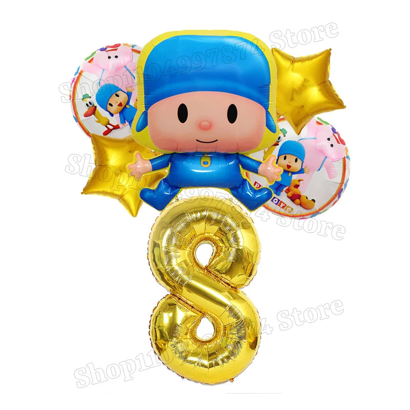 Kids Digit 1-10 Balloons P-pocoyos Kawaii Party Decoration Boys Girls Birthday Baby Shower Gender Reveal Ballons Children Gift